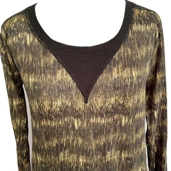 Isabel Marant 100% Linen Black Yellow Pattern Silk Trim Long Sleeve Top - XS/S - Picture 2 of 7